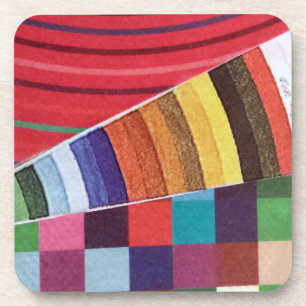 rings, circles, and checks mini collage coaster