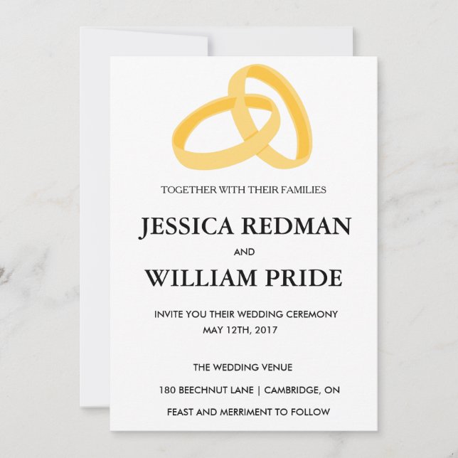 Rings Customizable Wedding Invitation. Invitation (Front)