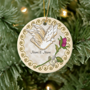 Rings Dove Wedding  ornament