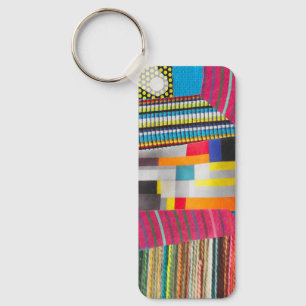 rings fabric and dots mini collage keychain