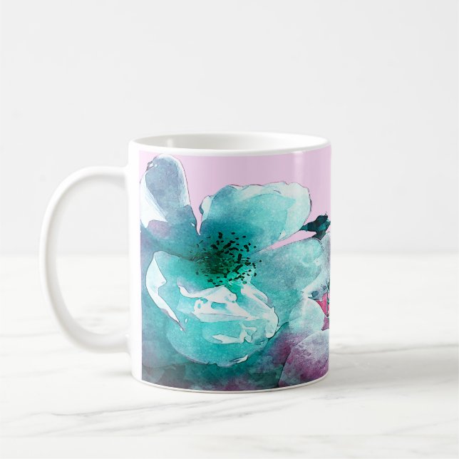 Rings with white rose petals coffee mug (Left)