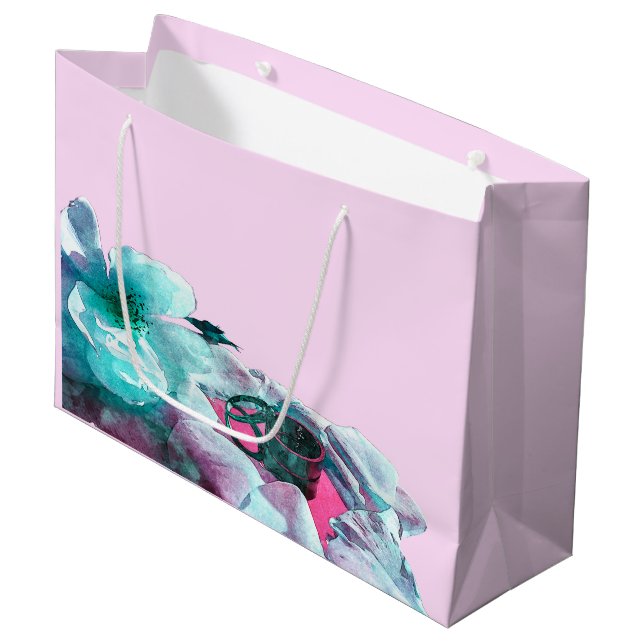 Rings with white rose petals large gift bag (Front Angled)