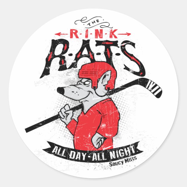 Rink Rats Hockey Classic Round Sticker (Front)