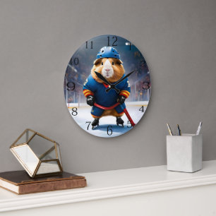 "Rink Rookie: The Ice Hockey Guinea Pig" Large Clock