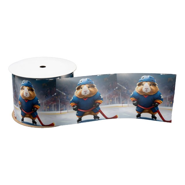 "Rink Rookie: The Ice Hockey Guinea Pig" Satin Ribbon (Spool)