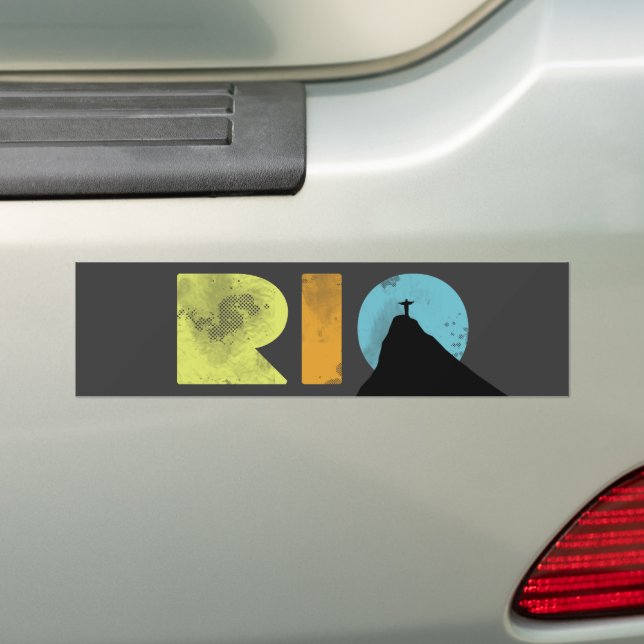 RIO bold letters with Corcovado Bumper Sticker (On Car)