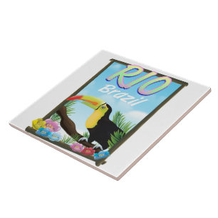 Rio Brazil Toucan travel poster Tile