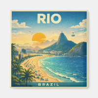 Rio Brazil Vintage Travel Poster Magnet