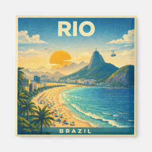 Rio Brazil Vintage Travel Poster Magnet