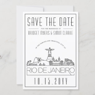 Rio Brésil Mariage Silhouette Stylisée Carte de Pr