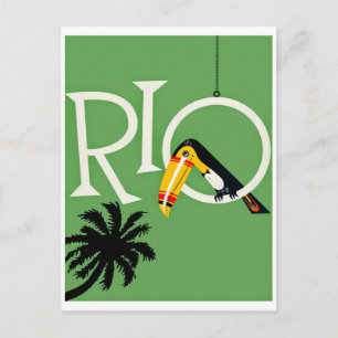 Rio, carte postale de voyage vintage avec perroque