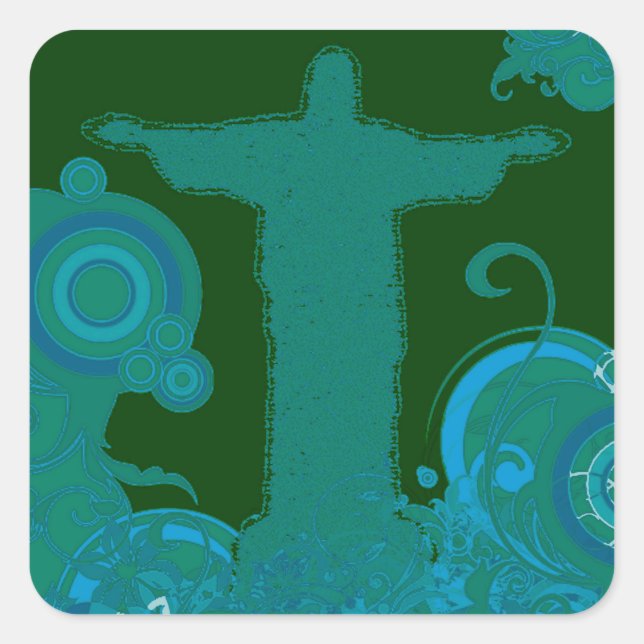 Rio - Corcovado - Jesus Christ the Redeemer Square Sticker (Front)