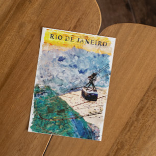 Rio de Janeiro Brasil Watercolor Art Postcard