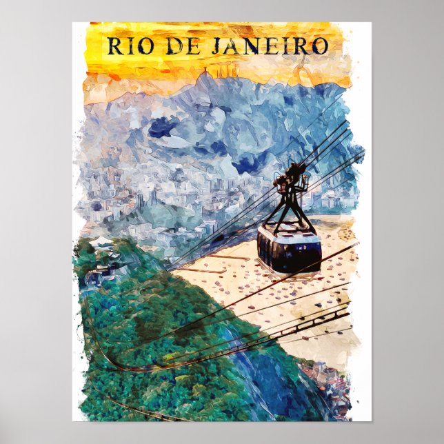 Rio de Janeiro Brasil Watercolor Art Poster (Front)