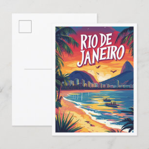 Rio de Janeiro Brazil Art Illustration Travel Postcard