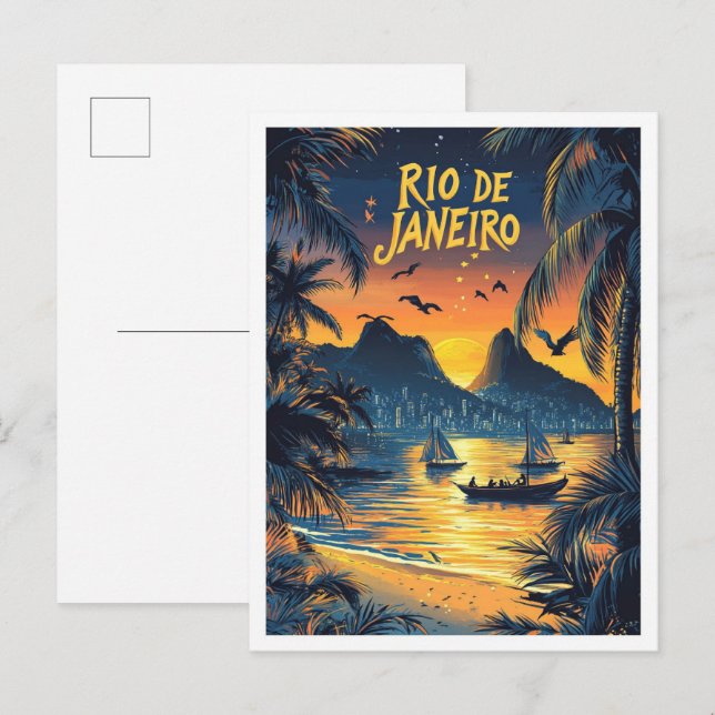 Rio de Janeiro Brazil Art Vintage Travel Postcard (Front/Back)