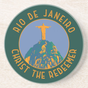 Rio De Janeiro Brazil Distressed Circle Coaster