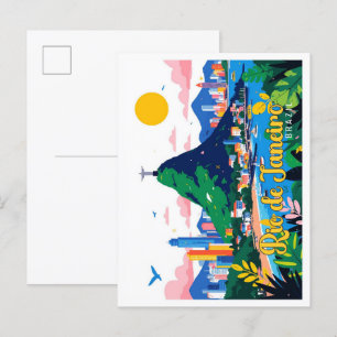 Rio de Janeiro Brazil Pop Art Travel Illustration Postcard
