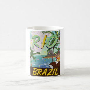rio de janeiro Brazil retro travel print. Coffee Mug