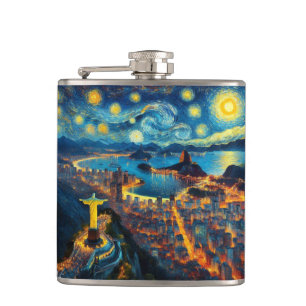 Rio De Janeiro Brazil Starry Night Hip Flask