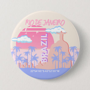 Rio de Janeiro Brazil Travel Art 3 Inch Round Button