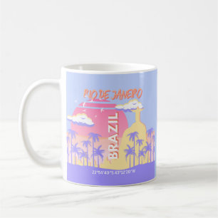 Rio de Janeiro Brazil Travel Art Blue Poster Coffee Mug