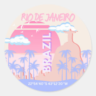 Rio de Janeiro Brazil Travel Art Classic Round Sticker