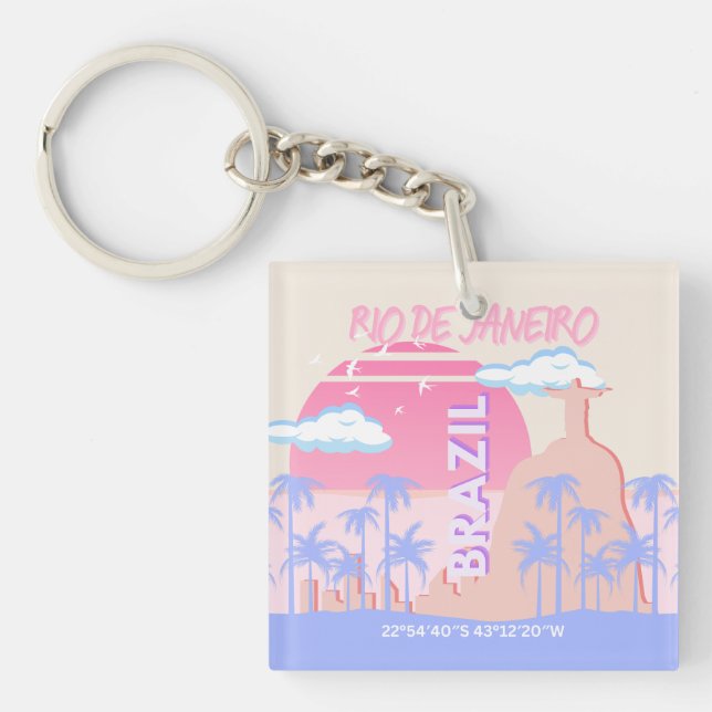 Rio de Janeiro Brazil Travel Art Keychain (Front)