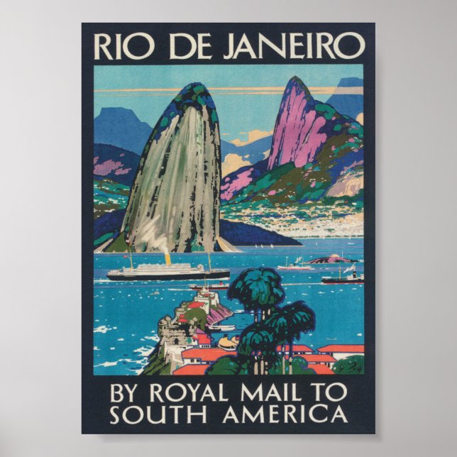 Rio de Janeiro Brazil Vintage Travel Poster (Front)