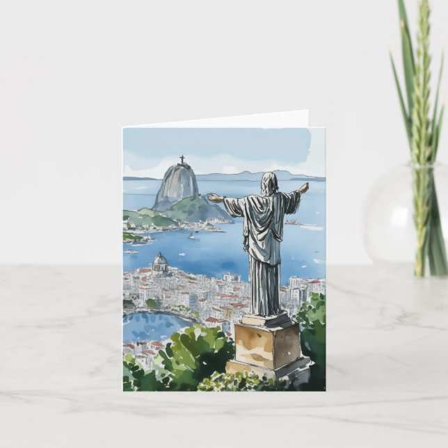 Rio de Janeiro Brazil Watercolor Stationery Card (Front)
