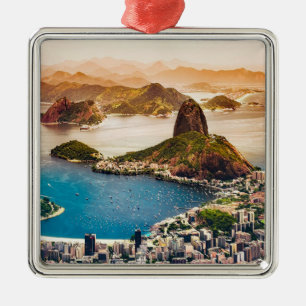 Rio de Janeiro cityscape photo Metal Ornament