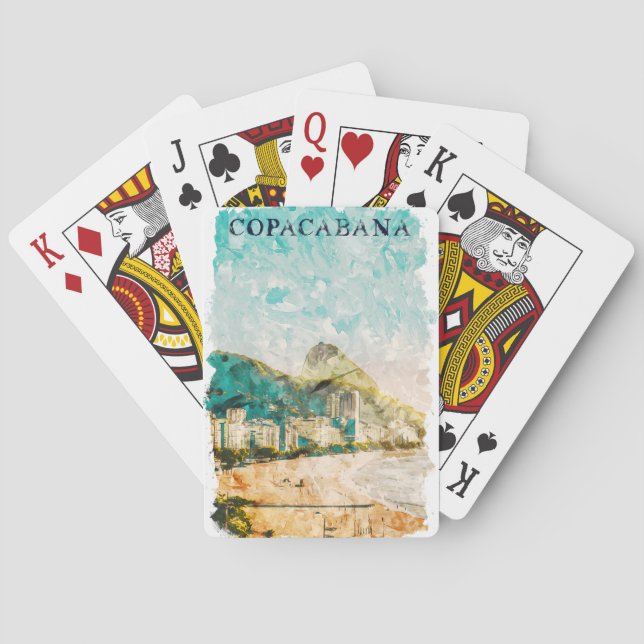 Rio de Janeiro Copacabana Beach Painting Playing Cards (Back)
