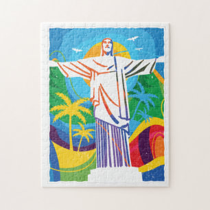 Rio de Janeiro Cristo Redentor Brazil Colorful Jigsaw Puzzle