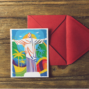 Rio de Janeiro Cristo Redentor Brazil Colorful Postcard