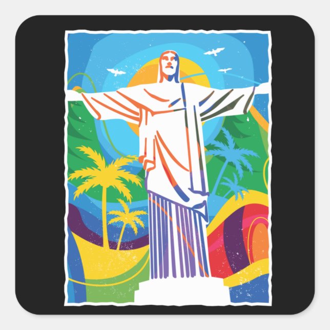 Rio de Janeiro Cristo Redentor Brazil Colourful Square Sticker (Front)