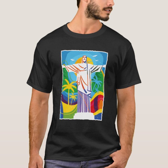 Rio de Janeiro Cristo Redentor Brazil Skyline Silh T-Shirt (Front)