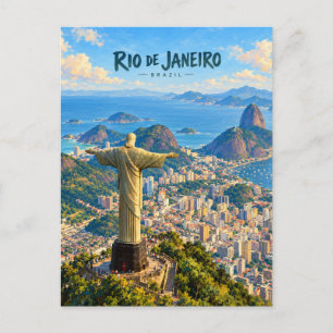 Rio de Janeiro Painterly Travel Art Postcard