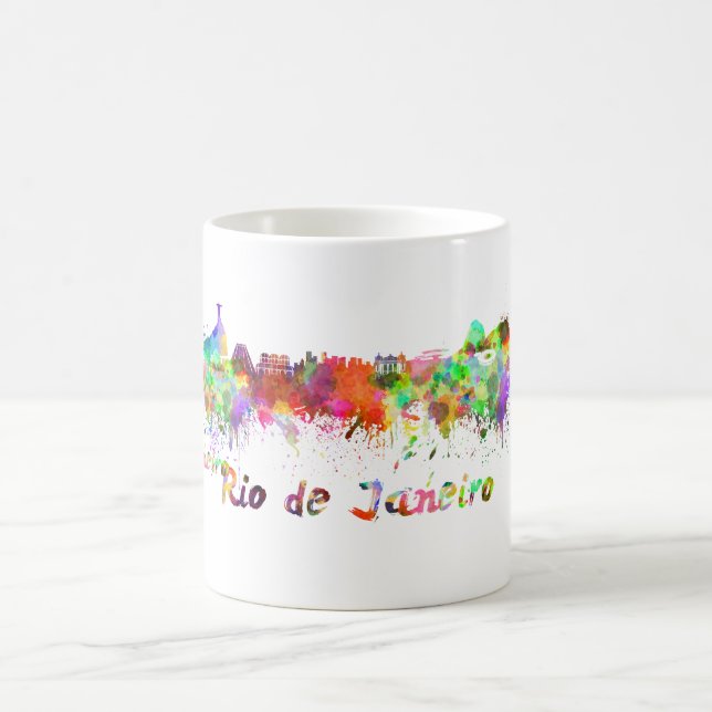 Rio de Janeiro skyline in watercolor Coffee Mug (Center)