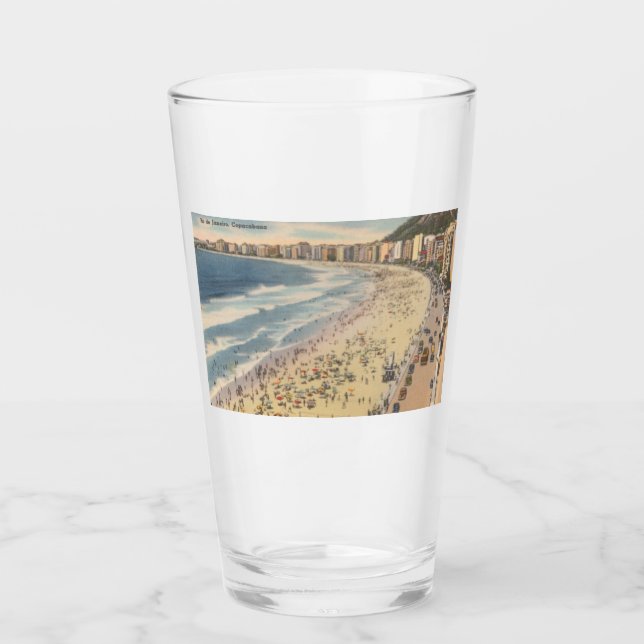 Rio de Janeiro, Vintage Copacabana Beach, Brazil Glass (Front)