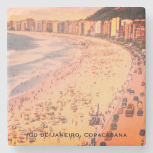 Rio de Janeiro, Vintage Copacabana Beach, Brazil Stone Coaster