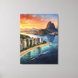 Rio De Janeiro watercolor art Canvas Print