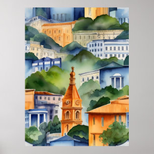 Rio De Janeiro watercolor art Poster