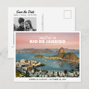 Rio de Janeiro Wedding Save the Date Travel Retro Postcard
