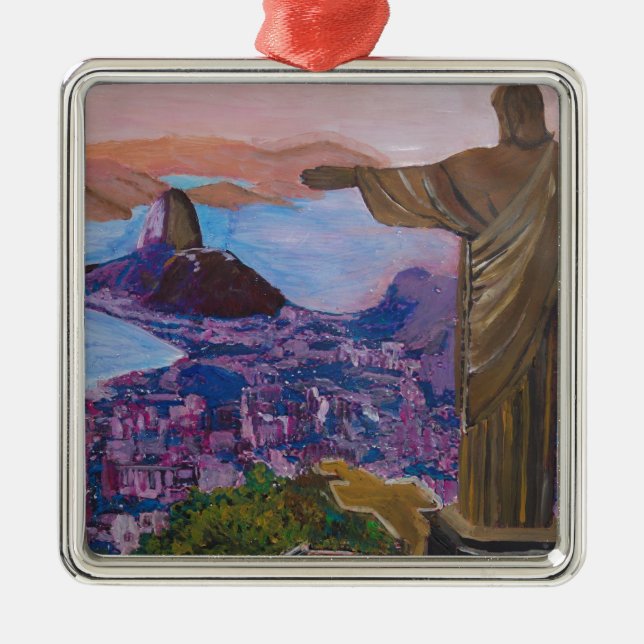 Rio De Janeiro With Christ The Redeemer Metal Ornament (Front)