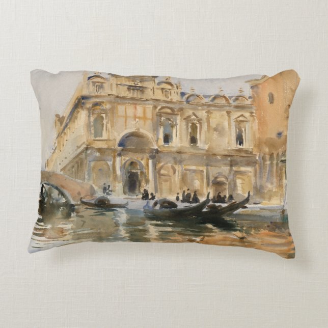Rio dei Mendicanti, Venice by John Singer Sargent Accent Pillow (Back)