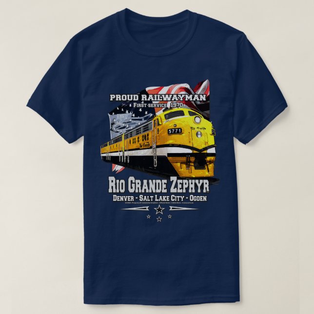 Rio Grande Zephyr Denver Ogden train T-Shirt (Design Front)