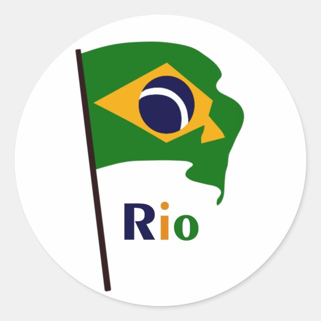 Rio, multicolored text classic round sticker (Front)