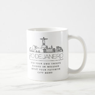 Rio Stylized Skyline   Custom Slogan Coffee  Coffee Mug