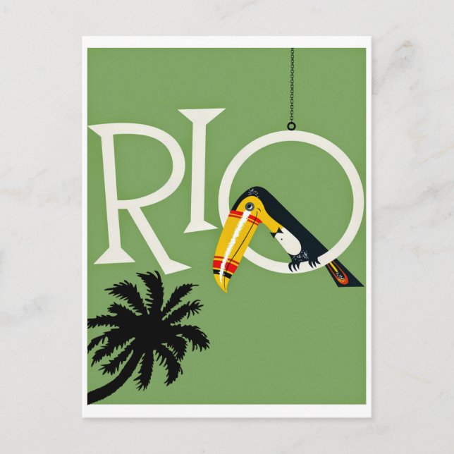 Rio, vintage travel postcard with exotic parrot (Front)