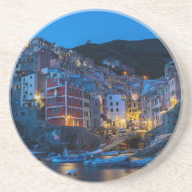 Riomaggiore at night Cinque Terre Liguria Italy Coaster (Front)